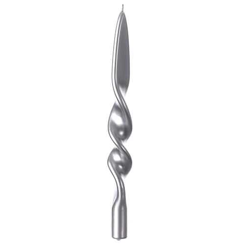 Twisted silver wax Christmas candle 28 cm 2