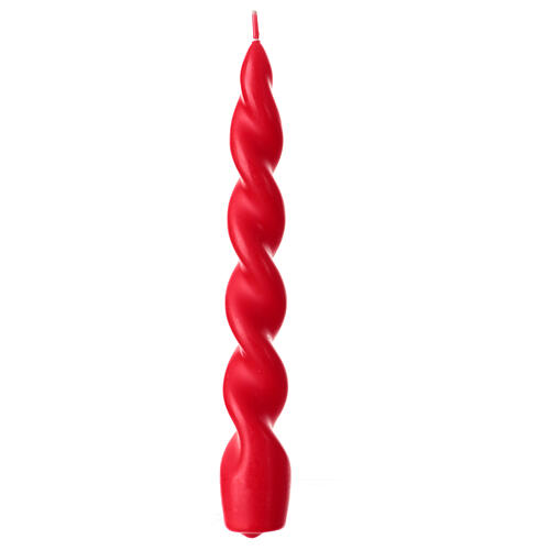 Spiral-Kerze, Modell Barock, leuchtendrot, matt 20 cm 1