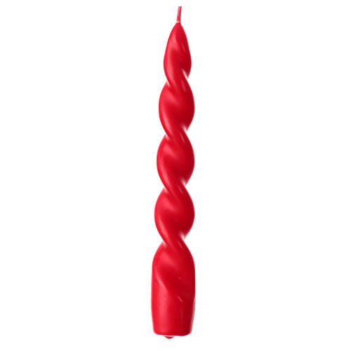 Baroque candle, matt red, 8 in 2