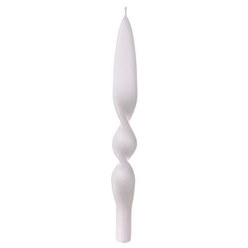 Candela torciglione laccata bianca opaca 28 cm 1