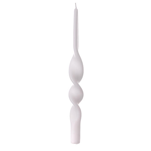 Candela torciglione laccata bianca opaca 28 cm 2