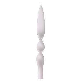 Twisted taper candle matte white wax 28 cm