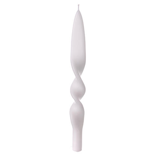 Twisted taper candle matte white wax 28 cm 1