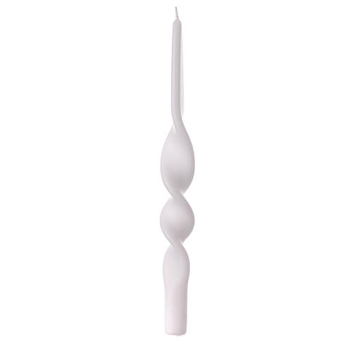 Twisted taper candle matte white wax 28 cm 2