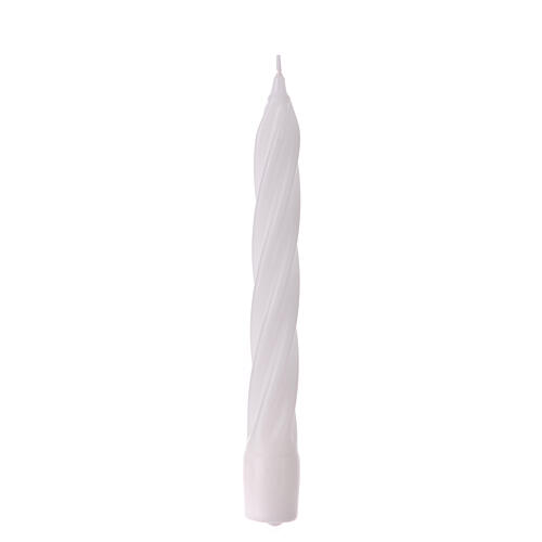 Swedish twisted candle, matt white, 8 in 2