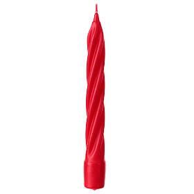 Swedish twisted candle, matt red wax, 8 in