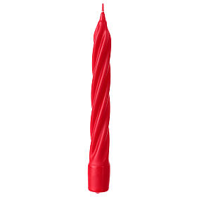 Swedish twisted candle, matt red wax, 8 in