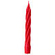 Swedish twisted candle, matt red wax, 8 in s2