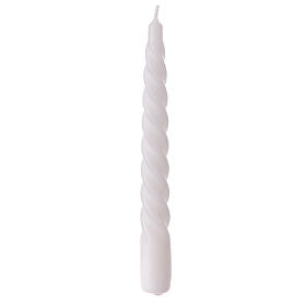 Twisted taper candle in white wax h 20 cm