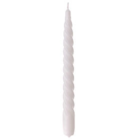 Matte white twisted candle 25 cm