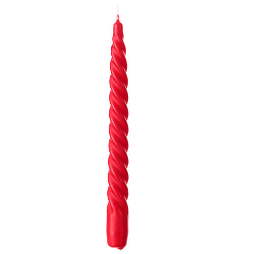 Matt red twisted candle of 10 in 1
