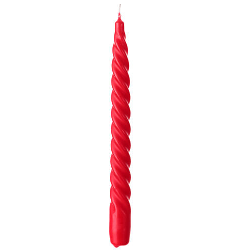 Matt red twisted candle of 10 in 2