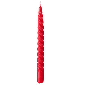 Twisted Christmas candle in matte red wax 25 cm