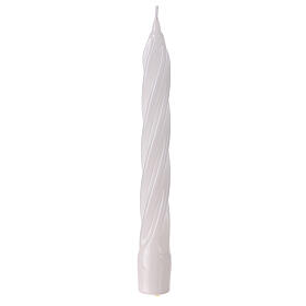 Swedish twisted candle, polished white wax, 8 in