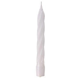 Swedish twisted candle, polished white wax, 8 in