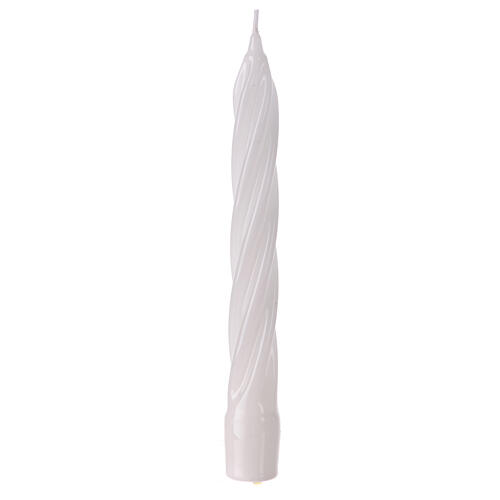 Swedish twisted candle, polished white wax, 8 in 1