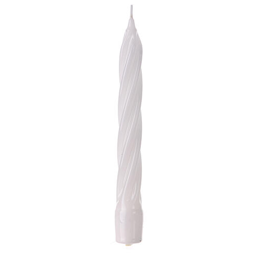 Swedish twisted candle, polished white wax, 8 in 2