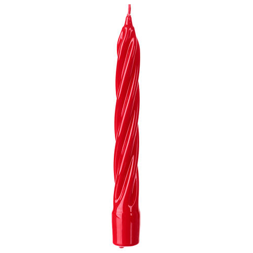 Bougie de Noël rouge brillant profil torsadé suédois 20 cm 1