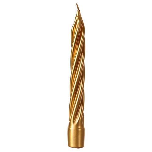 Swedish twisted candle, golden lacquered wax, 8 in 1
