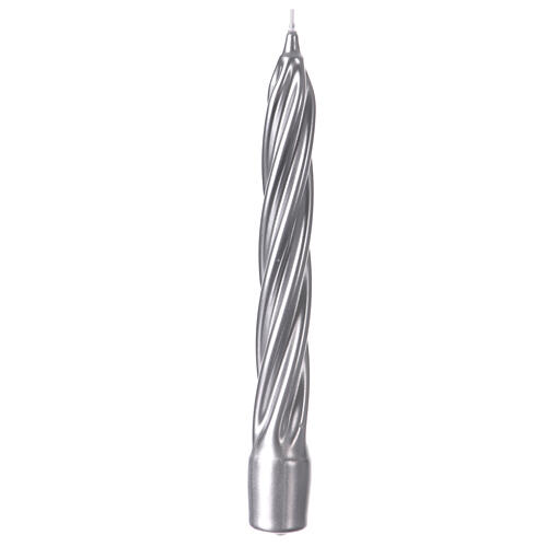 Swedish twisted candle, silver lacquer, 8 in 1