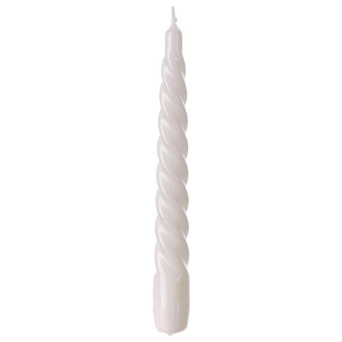 White twisted candle, lacquered finish, 8 in 1
