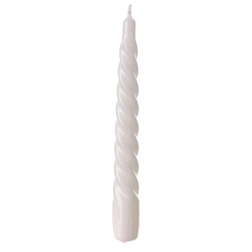 White taper candle twist design 20 cm 2