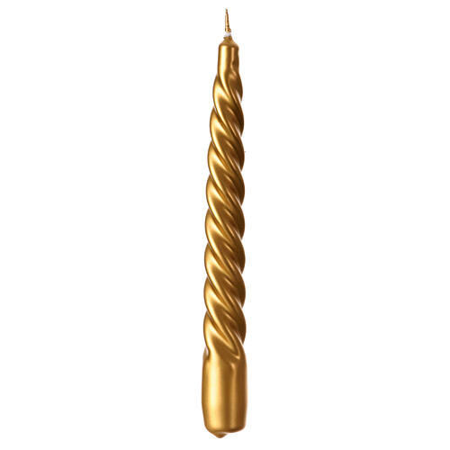 Twisted candle, golden lacquered finish, 8 in 1