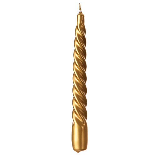 Twisted candle, golden lacquered finish, 8 in 2