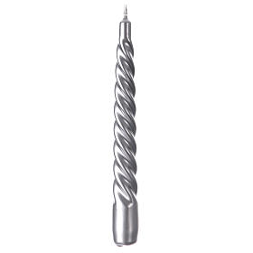Twisted candle, silver lacquered finish, 8 in