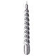 Candela laccata argento torciglione natalizio 20 cm s1