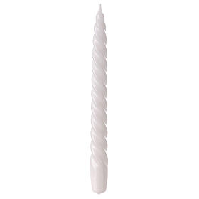 Twisted polished white candle of 10 in