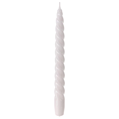 Glossy twisted white candle 25 cm 1