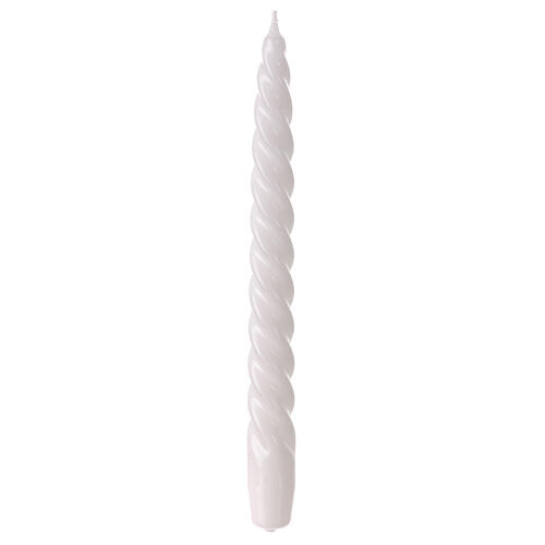 Glossy twisted white candle 25 cm 2