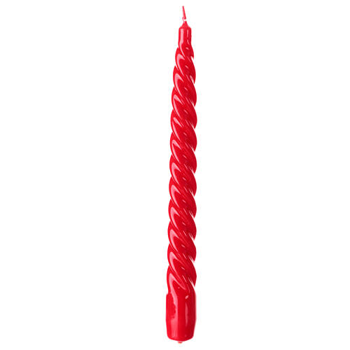 Twisted polished red candle of 10 in 2