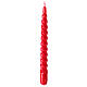 Glossy twisted red Christmas candle 25 cm s1