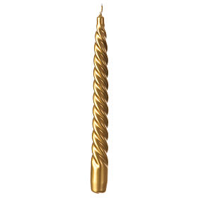 Twisted polished golden candle of 10 in