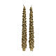 Set aus 2 Kerzen in Baumform – goldfarben & glitzernd, 25 × 2,2 × 2,2 cm s2