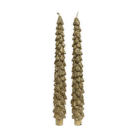 Set of 2 golden glittery candles of 0.8 in