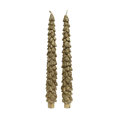 Set of 2 golden Christmas tree candles 2 cm 2