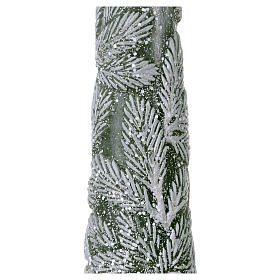 Candela Natalizia verde decori foglie 25x5 cm