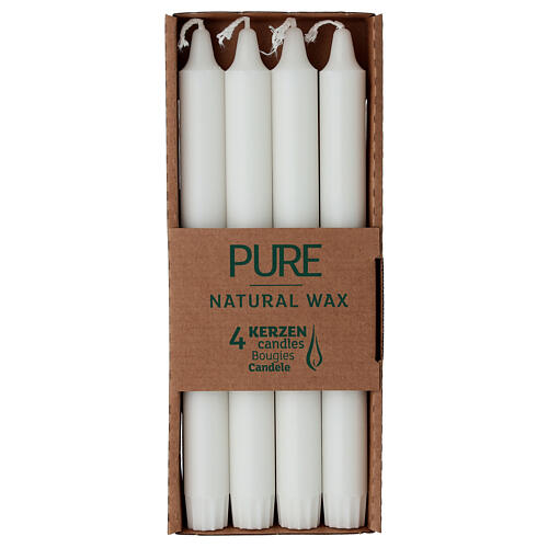 Box mit 4 Kerzen aus weißem Naturwachs 25 cm 3