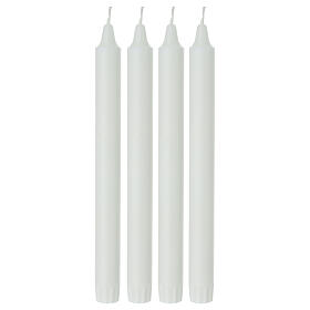 Caixa 4 velas finas em cera natural branca 25 cm