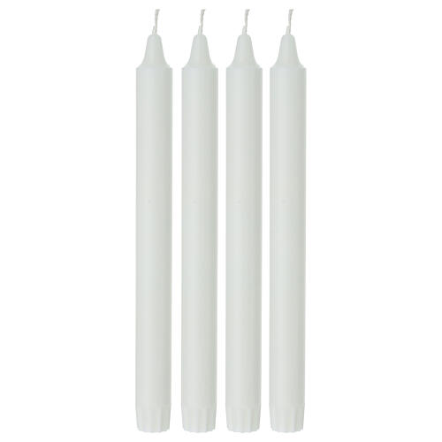 Caixa 4 velas finas em cera natural branca 25 cm 1