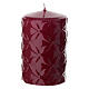Ensemble 4 bougies rouges laquées décor géométrique 10x6 cm s2