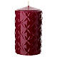 Set 4 cirios rojos lacados decoración geométrica 13x7cm s2