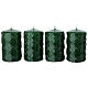 Set of 4 lacquered green candles with geometric decoration 10x6 cm s1