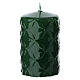 Set of 4 lacquered green candles with geometric decoration 10x6 cm s2