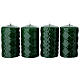 Set of 4 lacquered green candles with geometric decoration 13x7cm s1