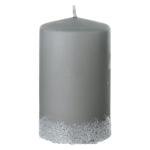 Set 4 velas gris perla motivo árboles nevados 10x6 cm 3