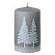 Set of 4 Pearl Grey Candles with Snowy Trees Decoration 10x6 cm s2